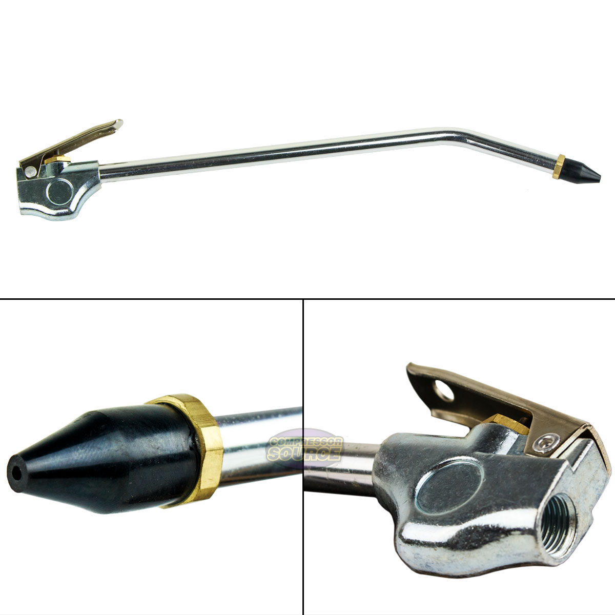 12" Inch Blow Gun Compressed Air Blowgun Tool 1/4" NPT Rubber Tip